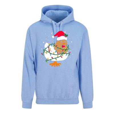 Chicken Christmas Funny Bird Funny Christmas Hat Christmas Lights Unisex Surf Hoodie