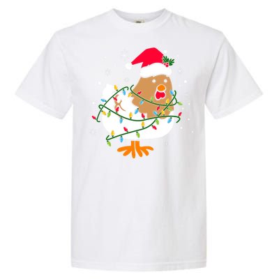 Chicken Christmas Funny Bird Funny Christmas Hat Christmas Lights Garment-Dyed Heavyweight T-Shirt