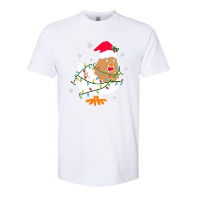 Chicken Christmas Funny Bird Funny Christmas Hat Christmas Lights Softstyle CVC T-Shirt