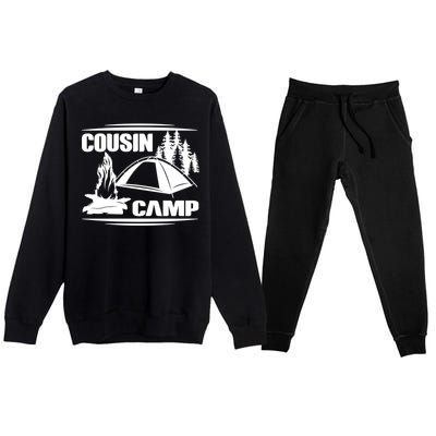 Cousin Camp Family Camping Summer Vacation Crew Family Trip Gift Premium Crewneck Sweatsuit Set