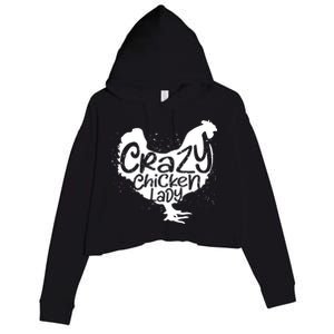 Cute Chicken Farmer Gift Funny Crazy Chicken Lady For Mom Crop Fleece Hoodie