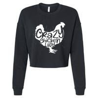 Cute Chicken Farmer Gift Funny Crazy Chicken Lady For Mom Cropped Pullover Crew