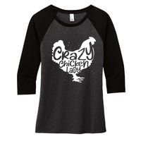 Cute Chicken Farmer Gift Funny Crazy Chicken Lady For Mom Women's Tri-Blend 3/4-Sleeve Raglan Shirt