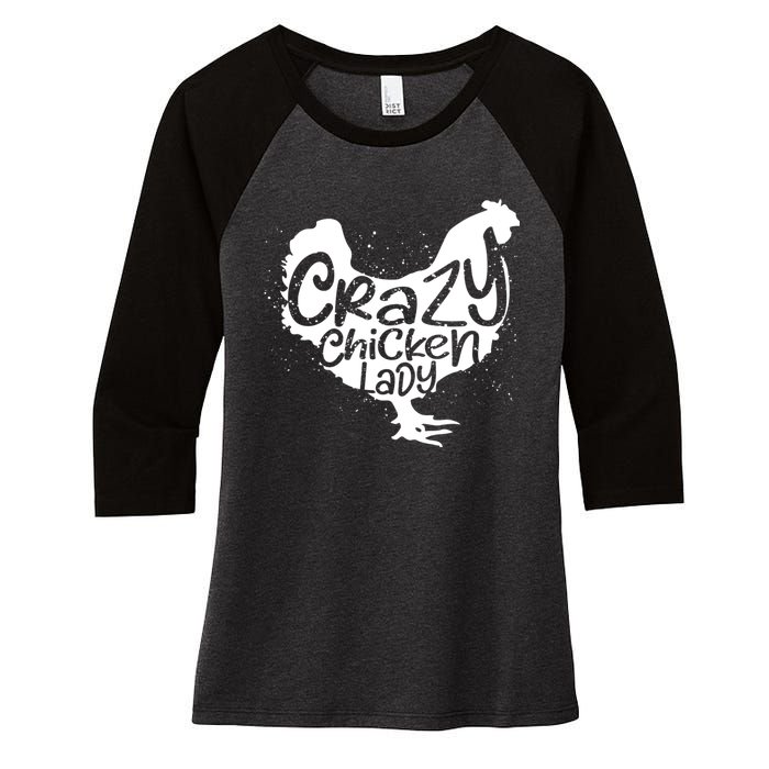 Cute Chicken Farmer Gift Funny Crazy Chicken Lady For Mom Women's Tri-Blend 3/4-Sleeve Raglan Shirt