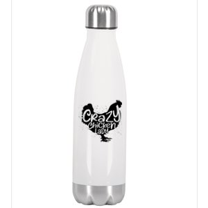 Cute Chicken Farmer Gift Funny Crazy Chicken Lady For Mom Stainless Steel Insulated Water Bottle