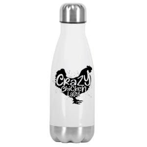 Cute Chicken Farmer Gift Funny Crazy Chicken Lady For Mom Stainless Steel Insulated Water Bottle