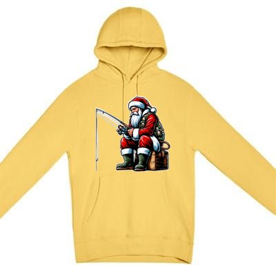 Christmas Costume Fisherman Fishing Funny Cool Santa Xmas Premium Pullover Hoodie