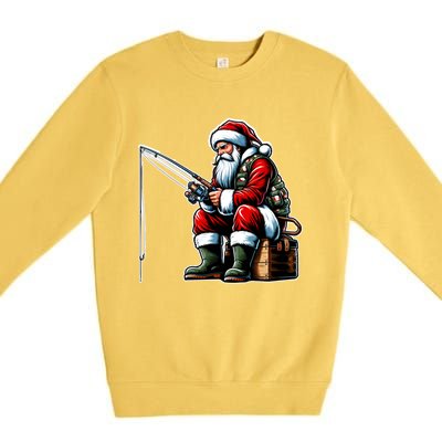 Christmas Costume Fisherman Fishing Funny Cool Santa Xmas Premium Crewneck Sweatshirt