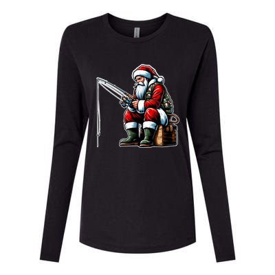 Christmas Costume Fisherman Fishing Funny Cool Santa Xmas Womens Cotton Relaxed Long Sleeve T-Shirt