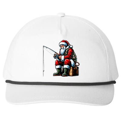 Christmas Costume Fisherman Fishing Funny Cool Santa Xmas Snapback Five-Panel Rope Hat