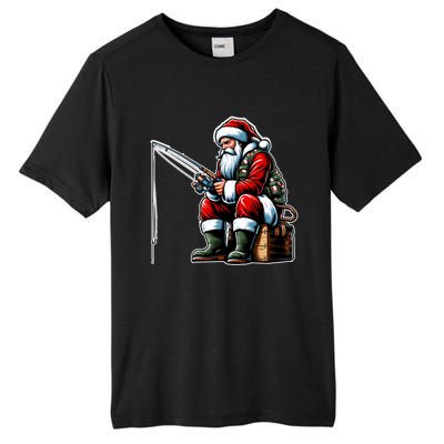 Christmas Costume Fisherman Fishing Funny Cool Santa Xmas Tall Fusion ChromaSoft Performance T-Shirt