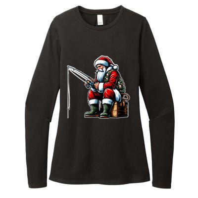 Christmas Costume Fisherman Fishing Funny Cool Santa Xmas Womens CVC Long Sleeve Shirt