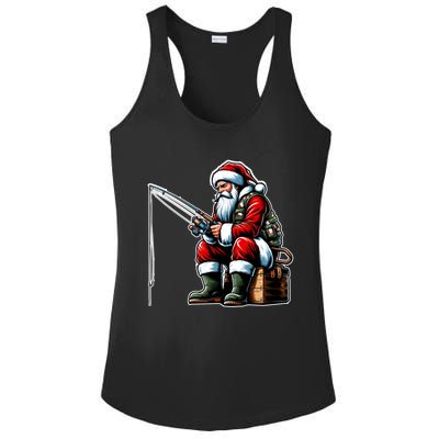 Christmas Costume Fisherman Fishing Funny Cool Santa Xmas Ladies PosiCharge Competitor Racerback Tank