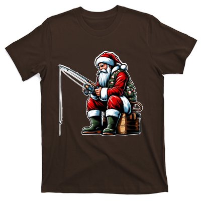 Christmas Costume Fisherman Fishing Funny Cool Santa Xmas T-Shirt