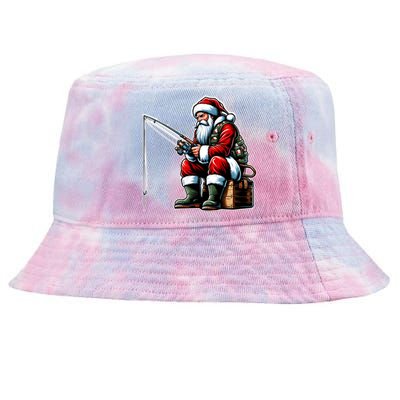 Christmas Costume Fisherman Fishing Funny Cool Santa Xmas Tie-Dyed Bucket Hat