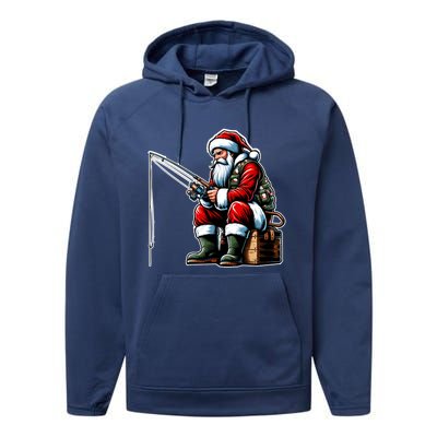 Christmas Costume Fisherman Fishing Funny Cool Santa Xmas Performance Fleece Hoodie