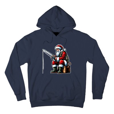 Christmas Costume Fisherman Fishing Funny Cool Santa Xmas Hoodie