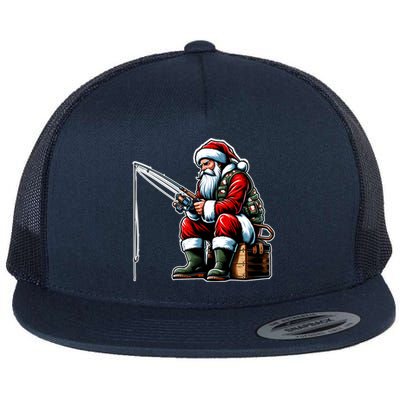 Christmas Costume Fisherman Fishing Funny Cool Santa Xmas Flat Bill Trucker Hat