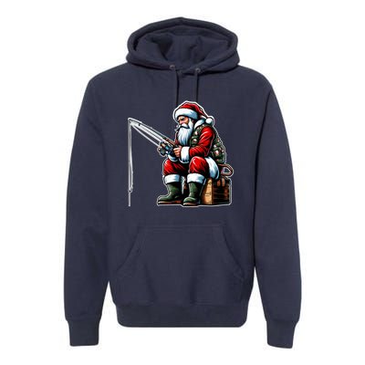 Christmas Costume Fisherman Fishing Funny Cool Santa Xmas Premium Hoodie