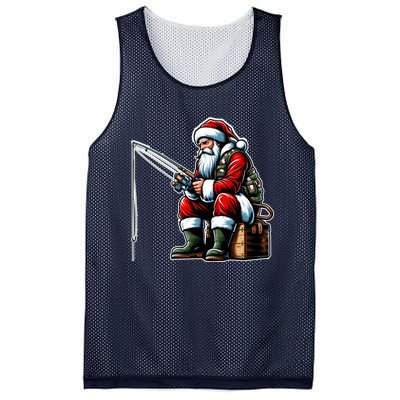 Christmas Costume Fisherman Fishing Funny Cool Santa Xmas Mesh Reversible Basketball Jersey Tank