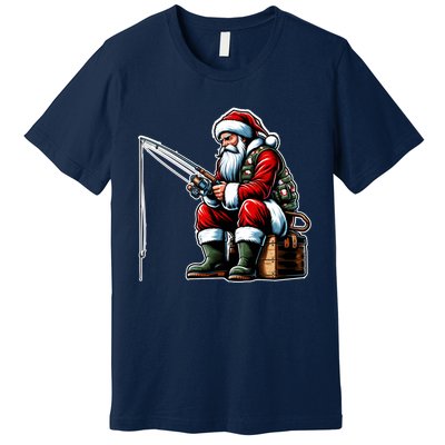 Christmas Costume Fisherman Fishing Funny Cool Santa Xmas Premium T-Shirt