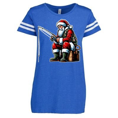 Christmas Costume Fisherman Fishing Funny Cool Santa Xmas Enza Ladies Jersey Football T-Shirt