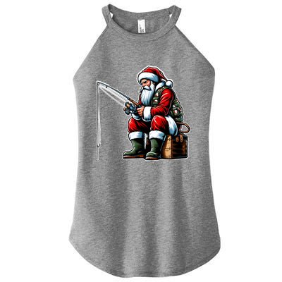 Christmas Costume Fisherman Fishing Funny Cool Santa Xmas Women's Perfect Tri Rocker Tank