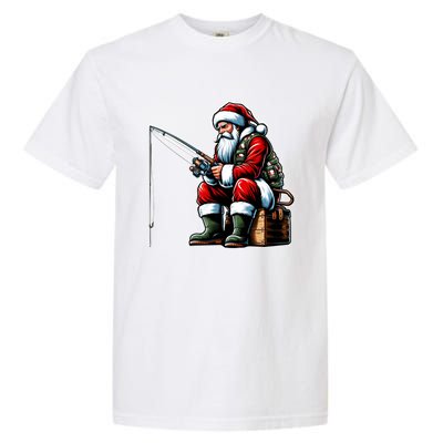 Christmas Costume Fisherman Fishing Funny Cool Santa Xmas Garment-Dyed Heavyweight T-Shirt