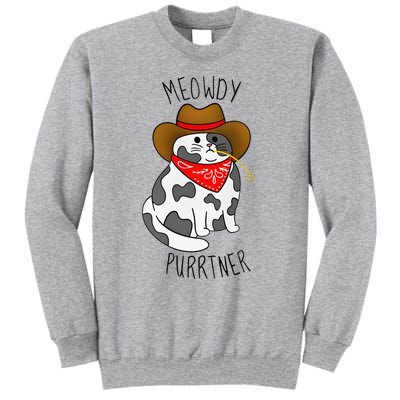 Cowboy Cat Funny Meowdy Purrtner Western Sarcastic Partner Tall Sweatshirt