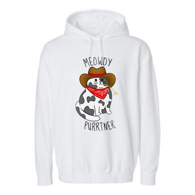 Cowboy Cat Funny Meowdy Purrtner Western Sarcastic Partner Garment-Dyed Fleece Hoodie