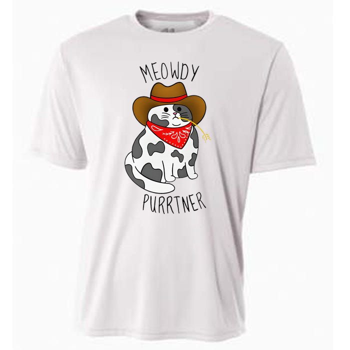 Cowboy Cat Funny Meowdy Purrtner Western Sarcastic Partner Cooling Performance Crew T-Shirt