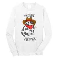 Cowboy Cat Funny Meowdy Purrtner Western Sarcastic Partner Long Sleeve Shirt