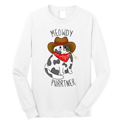 Cowboy Cat Funny Meowdy Purrtner Western Sarcastic Partner Long Sleeve Shirt