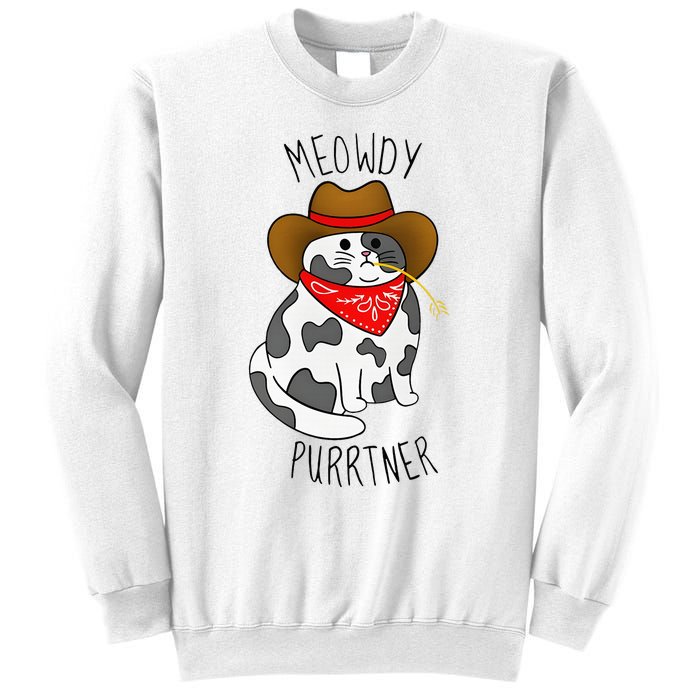 Cowboy Cat Funny Meowdy Purrtner Western Sarcastic Partner Sweatshirt