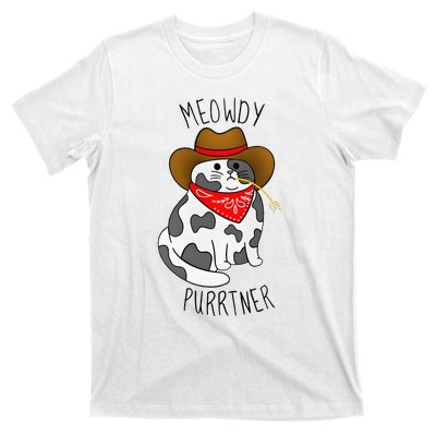 Cowboy Cat Funny Meowdy Purrtner Western Sarcastic Partner T-Shirt