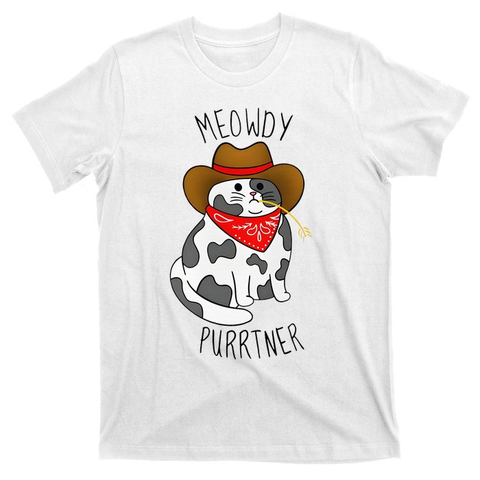 Cowboy Cat Funny Meowdy Purrtner Western Sarcastic Partner T-Shirt