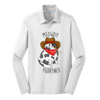 Cowboy Cat Funny Meowdy Purrtner Western Sarcastic Partner Silk Touch Performance Long Sleeve Polo