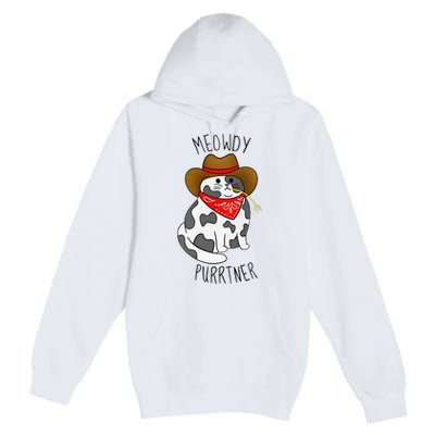 Cowboy Cat Funny Meowdy Purrtner Western Sarcastic Partner Premium Pullover Hoodie