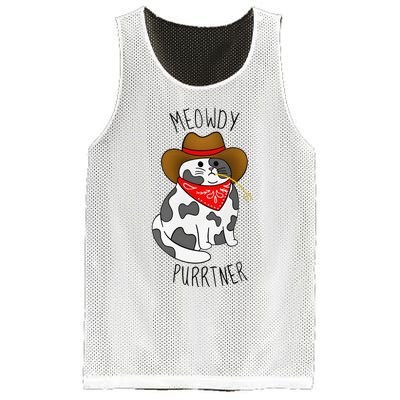 Cowboy Cat Funny Meowdy Purrtner Western Sarcastic Partner Mesh Reversible Basketball Jersey Tank