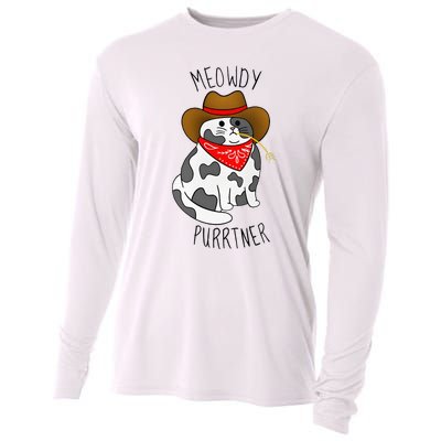 Cowboy Cat Funny Meowdy Purrtner Western Sarcastic Partner Cooling Performance Long Sleeve Crew