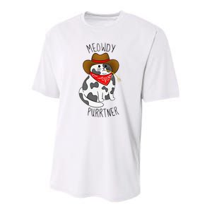 Cowboy Cat Funny Meowdy Purrtner Western Sarcastic Partner Youth Performance Sprint T-Shirt