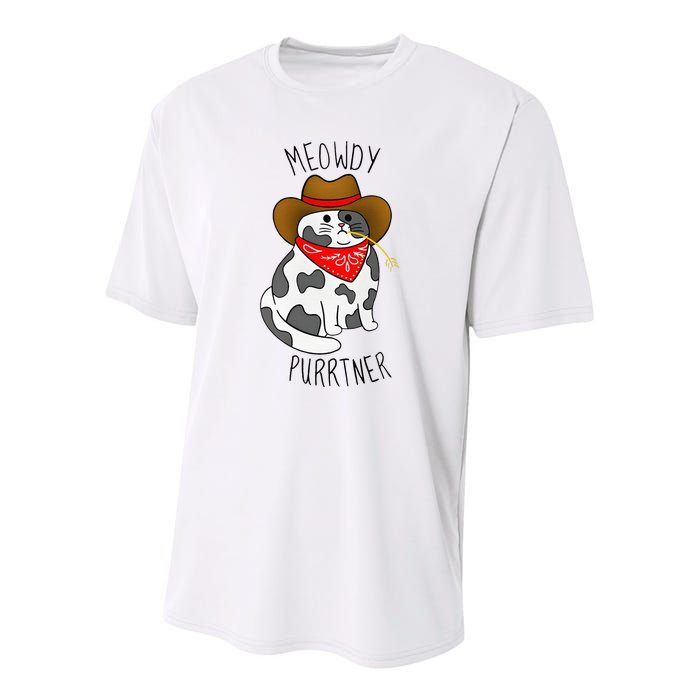 Cowboy Cat Funny Meowdy Purrtner Western Sarcastic Partner Youth Performance Sprint T-Shirt