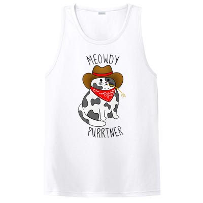 Cowboy Cat Funny Meowdy Purrtner Western Sarcastic Partner PosiCharge Competitor Tank