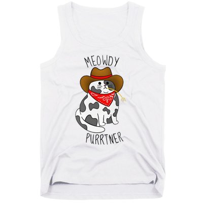 Cowboy Cat Funny Meowdy Purrtner Western Sarcastic Partner Tank Top