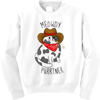 Cowboy Cat Funny Meowdy Purrtner Western Sarcastic Partner Kids Sweatshirt