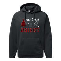 Christmas Cute For Women Red Plaid Merry And Bright Letter Performance Fleece Hoodie