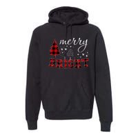 Christmas Cute For Women Red Plaid Merry And Bright Letter Premium Hoodie