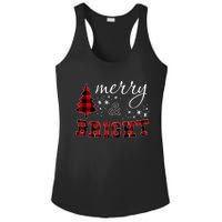 Christmas Cute For Women Red Plaid Merry And Bright Letter Ladies PosiCharge Competitor Racerback Tank