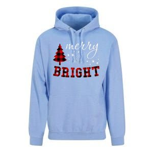 Christmas Cute For Women Red Plaid Merry And Bright Letter Unisex Surf Hoodie