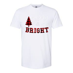 Christmas Cute For Women Red Plaid Merry And Bright Letter Softstyle CVC T-Shirt